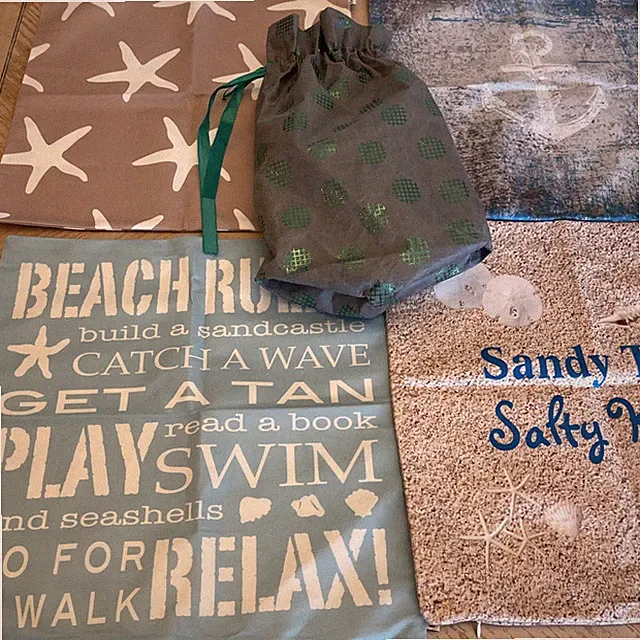 4pk Beach Theme Pillow Case Covers Costal Nautical Zip 15x 15 W/ Carrying Bag