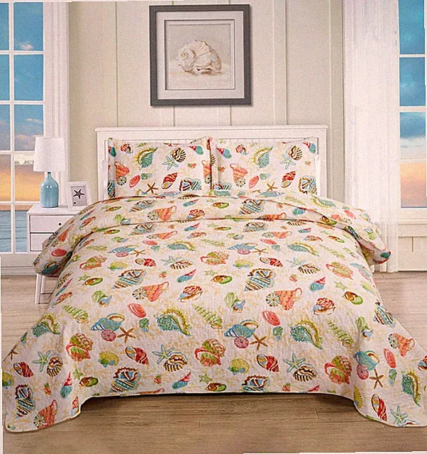 CHESITY Beach Quilts Set King Size Ocean Bedspread Lightweight King, Yellow