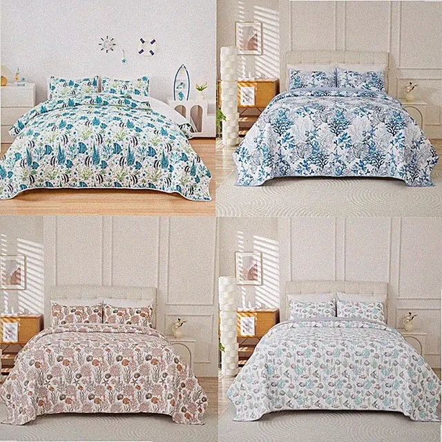 Coastal Beach Bedding Quilt Lightweight Summer Coverlet Bedding All Seasons King