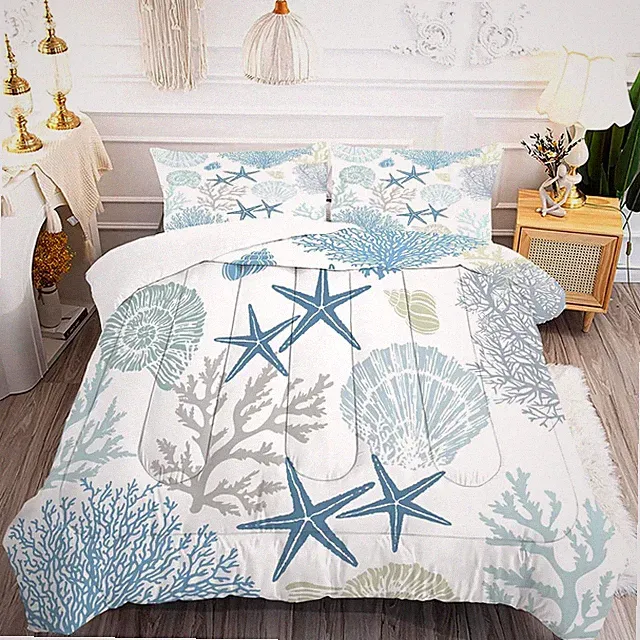Coastal Comforter Set Full Size Beach Nautical Bedding for Kids Teens Men Women