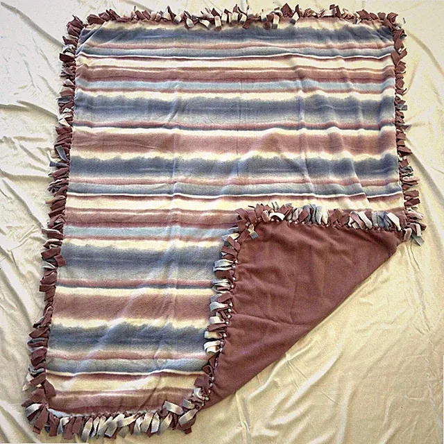 Handmade Soft Reversable Soft Tie Large Throw Fleece Blanket "Beach Vibes"