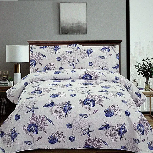 King Size Beach Quilt Set - Lightweight Reversible Quilt, Bedspread & Coverlet