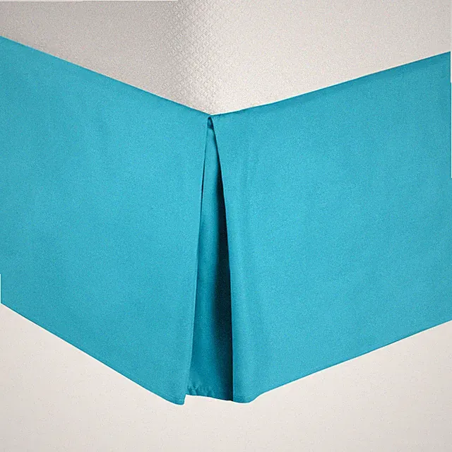 Luxury Pleated Tailored Bed Skirt - 14” Drop Dust Ruffle, Cal King - Beach Blue