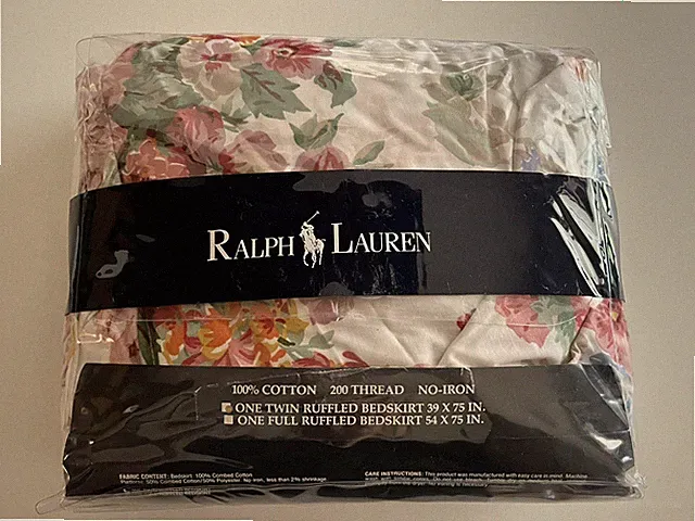 NOS 80s Ralph Lauren TWIN Ruffled BEDSKIRT Floral SOUTHAMPTON Beach House VTG