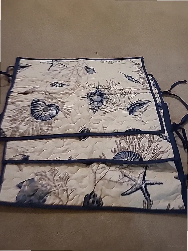 Pillow shams in coastal beach design. Blue & beige w shells. Madison Park....