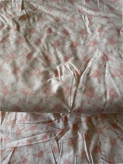 Queen Size Pink Starfish Print Sheet Set Coastal Beach