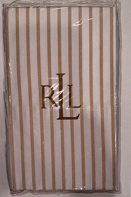 Ralph Lauren CORAL BEACH STRIPE Dark Tan White Standard Pillowcases 2 NIP $135