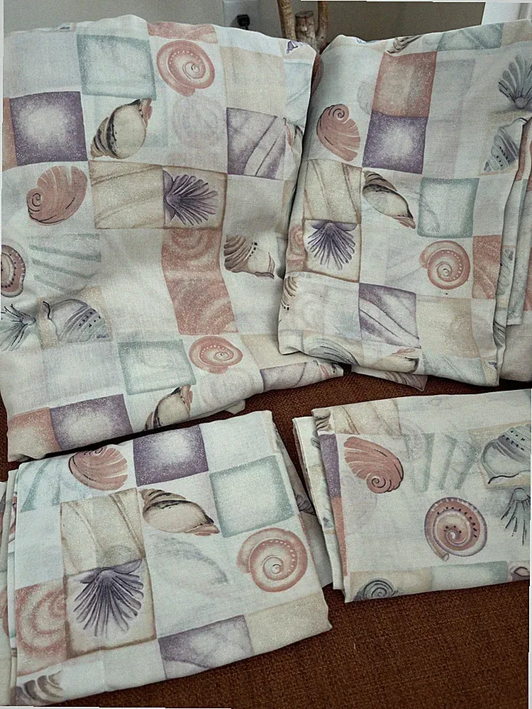 SEASHELLS Vintage Sheet Set Fitted Flat 2 Pillowcases Queen Retro Beach