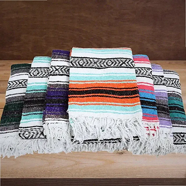 Throw Blanket Authentic Mexican Blanket | Yoga Picnic Beach Home Gift Bed Couch